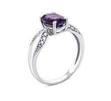 Серебряное кольцо с аметистом и фианитами (1503/1р-AMET)