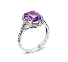 Серебряное кольцо с аметистом и фианитами (1506/1р-AMET)