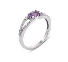 Серебряное кольцо с аметистом и фианитами (1625/9р-AMT)
