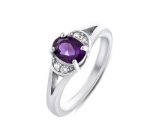 Серебряное кольцо с аметистом и фианитами (Тд0056/ам-R): купить