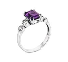 Серебряное кольцо с аметистом и фианитами (1417/1р-AMET)