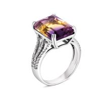 Серебряное кольцо с аметрином и фианитами (1655/1р-QAMTR) 