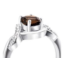 Серебряное кольцо с дымчатым кварцем и фианитами (Тд0060/раух-R): купить