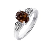 Серебряное кольцо с дымчатым кварцем и фианитами (Тд0062/раух-R): купить