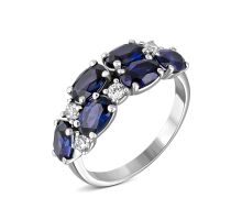 Серебряное кольцо с гидротермальным сапфиром и фианитами (1337/1р-HSPH)