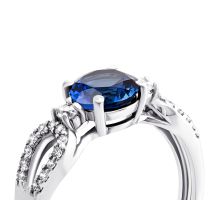 Серебряное кольцо с гидротермальным сапфиром и фианитами (1475/1р-HSPH): купить