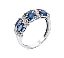 Серебряное кольцо с гидротермальным сапфиром и фианитами (1632/9р-HSPH)