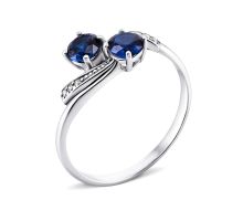 Серебряное кольцо с нано сапфиром и фианитами (1940/9р-NSPH)