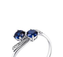 Серебряное кольцо с нано сапфиром и фианитами (1940/9р-NSPH): купить