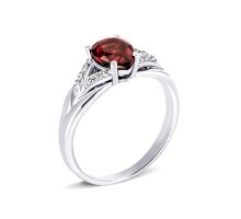Серебряное кольцо с гранатом и фианитами (1937/9р-GAR)