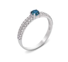 Серебряное кольцо с лондон-топазом и фианитами (1637/9р-TLB)