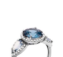 Серебряное кольцо с лондон-топазом и фианитами (1734/1р-QLB): купить