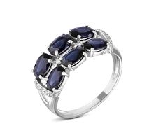 Серебряное кольцо с нано-сапфиром и фианитами (1395/1р-NSPH)