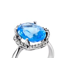 Серебряное кольцо с танзанитом и фианитами (1578/1р-QTANZ): купить
