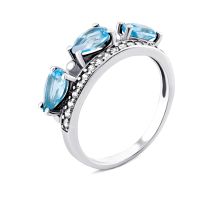 Серебряное кольцо с топазом swiss и фианитами (1360/1р-TSWB)