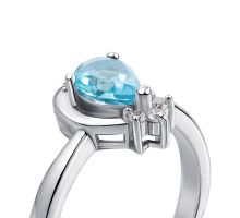 Серебряное кольцо с топазом swiss и фианитами (Тд0017-R/12/5498 (Тд0017/топsw-R): купить