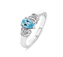 Серебряное кольцо с топазом swiss и фианитами (Тд0058/топsw-R): купить