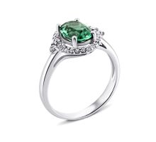Серебряное кольцо с зеленым кварцем и фианитами (1504/1р-QGR)