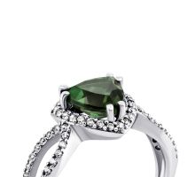 Серебряное кольцо с зеленым кварцем и фианитами (1564/1р-QGR): купить