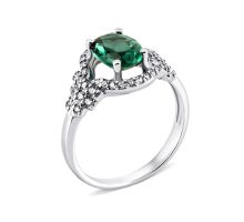 Серебряное кольцо с зеленым кварцем и фианитами (1577/1р-QGR)