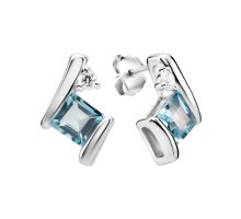 Серебряные пусеты с топазом swiss и фианитами (SZDE75972)