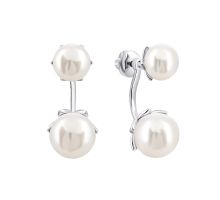 Серебряные пуссеты 2 в 1 с жемчугом (2690/9р-PWT)