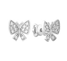 Серебряные пуссеты Бабочки с фианитами (929019б)
