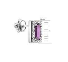 Серебряные пусеты с аметистом и фианитами (2490/1р-AMET): купить