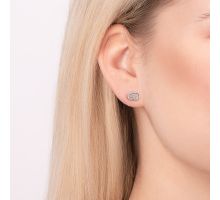 Серебряные пуссеты с бриллиантами (2411/1р-BR): купить