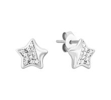 Серебряные пуссеты с фианитами (1289Спус.Rh)