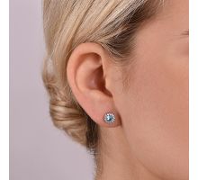 Срібні пусети з блакитним кварцом і фіанітами (2112/9р-QSWB): купить