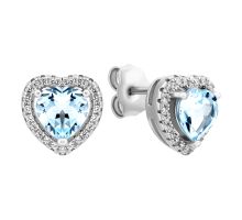 Серебряные пуссеты с топазом и фианитами (SE26917-BW topaz)