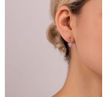 Серебряные серьги Цветы с эмалью и фианитами (500266-СРЭрож): купить