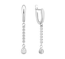 Серебряные серьги-подвески c фианитами (SZDE00276)
