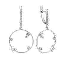 Серебряные серьги-подвески c фианитами (СВ959(зв)с)