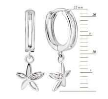 Серебряные серьги-подвески Цветы с фианитами (С2Ф/1150): купить