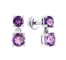 Серебряные серьги-подвески с аметистом (2391/1р-AMET)