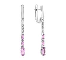 Серебряные серьги-подвески с аметистом и фианитами (2363/1р-AMET)