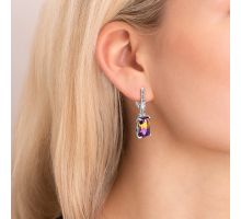 Серебряные серьги-подвески с аметрином и фианитами (2373/1р-QAMTR): купить