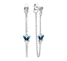 Серебряные серьги-подвески с фианитами (EA57994)