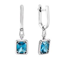 Серебряные серьги-подвески с кварцем London blue (2367/1р-QLB)
