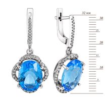 Серебряные серьги-подвески с танзанитом и фианитами (2151/1р-QTANZ): купить
