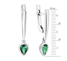 Серебряные серьги-подвески с зеленым кварцем (2394/1р-QGR): купить