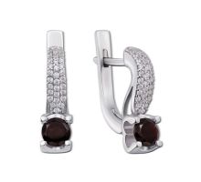 Серебряные серьги с гранатом и фианитами (2236/9р-GAR)