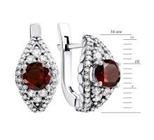 Серебряные серьги с гранатом и фианитами (2426/9р-GAR): купить