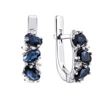 Серебряные серьги с сапфиром и фианитами (2503/9р-NSPH)
