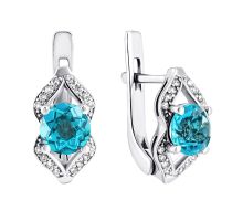 Серебряные серьги с топазом swiss и фианитами (2051/1р-TSWB)
