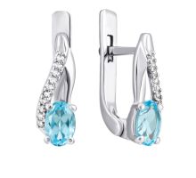 Серебряные серьги с топазом swiss и фианитами (2066/1р-TSWB)