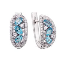 Серебряные серьги с топазом swiss и фианитами (2068/9р-TSWB)