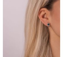 Срібні сережки з зеленим кварцом і фіанітами (2141/1р-QGR): купить